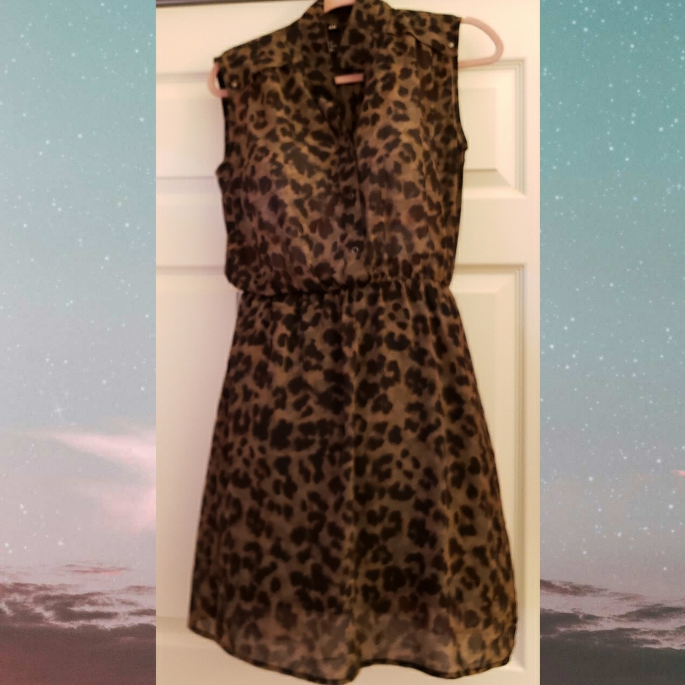 H&M Leopard/ Camo Sheer Safari Dress